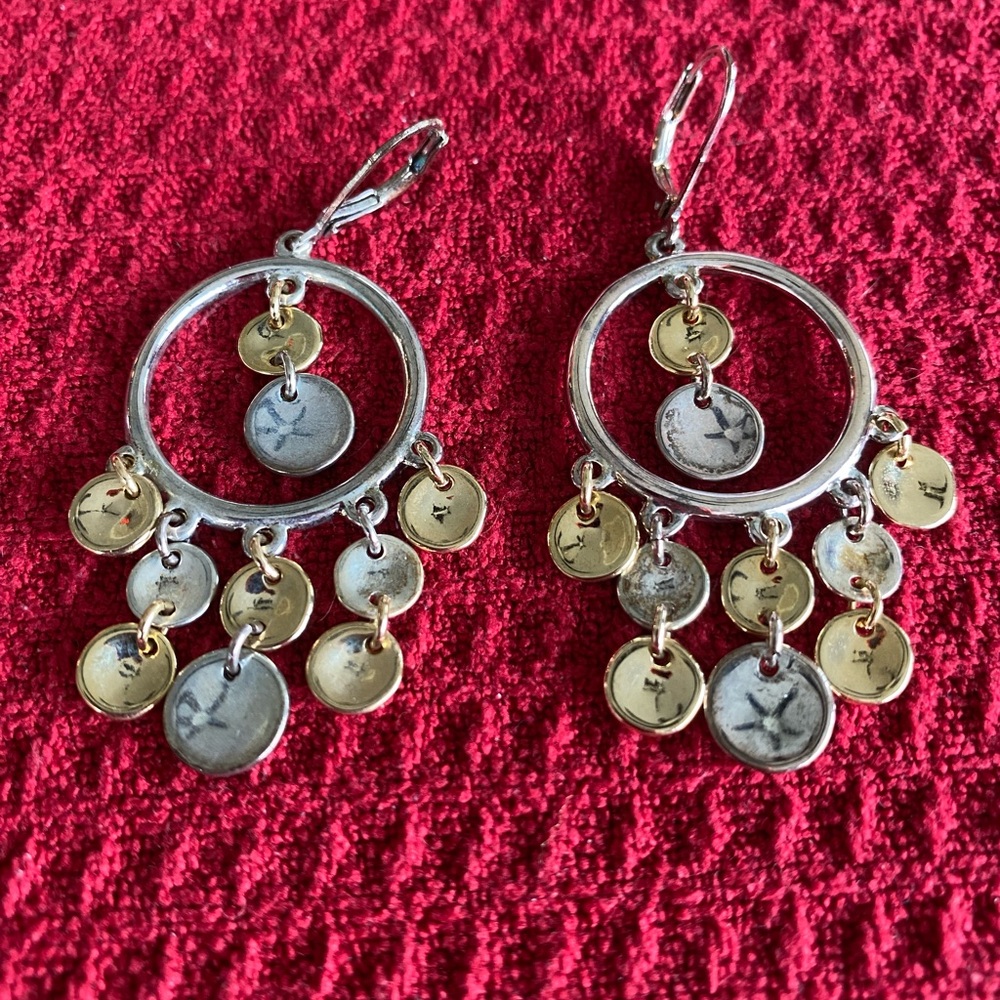 Gold & Silver Tone Chandelier Style Lever Back Earrings